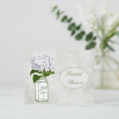 Shabby Chic Mason Jar & Hydrangea Brautparty Einladung (Stehend Vorderseite)