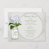 Shabby Chic Mason Jar & Hydrangea Brautparty Einladung (Rückseite)