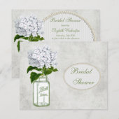 Shabby Chic Mason Jar & Hydrangea Brautparty Einladung (Vorne/Hinten)
