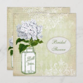 Shabby Chic Mason Jar & Hydrangea Brautparty Einladung (Vorne/Hinten)
