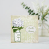 Shabby Chic Mason Jar & Hydrangea Brautparty Einladung (Stehend Vorderseite)