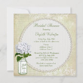 Shabby Chic Mason Jar & Hydrangea Brautparty Einladung (Rückseite)