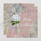 Shabby Chic-Maurerglas-u. Hydrangea-Baby-Dusche Einladung (Vorne/Hinten)