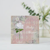 Shabby Chic-Maurerglas-u. Hydrangea-Baby-Dusche Einladung (Stehend Vorderseite)