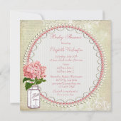Shabby Chic-Maurerglas-u. Hydrangea-Baby-Dusche Einladung (Rückseite)