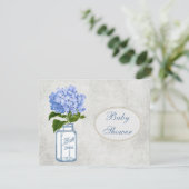Shabby Chic-Maurerglas-u. Hydrangea-Baby-Dusche Einladung (Stehend Vorderseite)