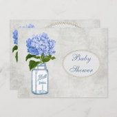 Shabby Chic-Maurerglas-u. Hydrangea-Baby-Dusche Einladung (Vorne/Hinten)