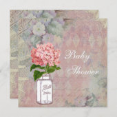 Shabby Chic-Maurerglas-u. Hydrangea-Baby-Dusche Einladung (Vorne/Hinten)