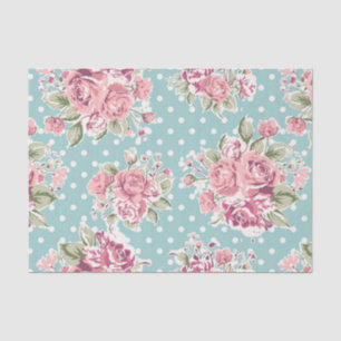 Shabby Chic Mint Tupfen Rosa Weiß Vintage Mädchen Seidenpapier