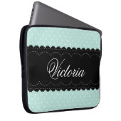 Shabby Chic Minze Black Design Individuelle Name Laptopschutzhülle (Vorne Rechts)