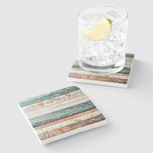 Shabby Chic-Mischmuster Steinuntersetzer