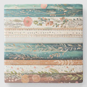 Shabby Chic-Mischmuster Steinuntersetzer (Vorderseite)