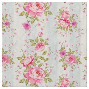 Shabby Chic, mit Blumen, Vintag, rosa, blau, Stoff