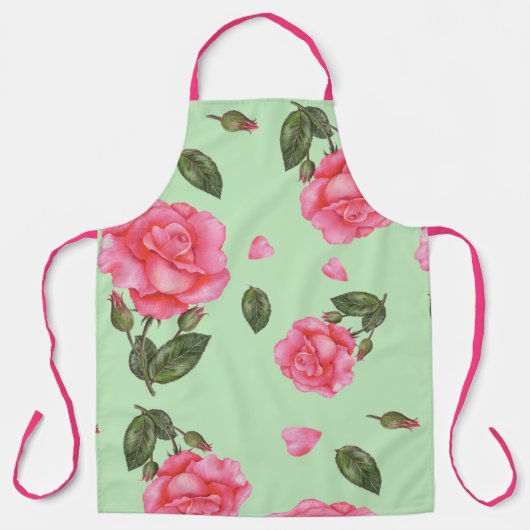 Shabby Chic mit rosa Rosen Muster Schürze (Vorderseite)