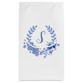 Shabby Chic Monogram Blue Design Kleine Geschenktüte (Rückseite)