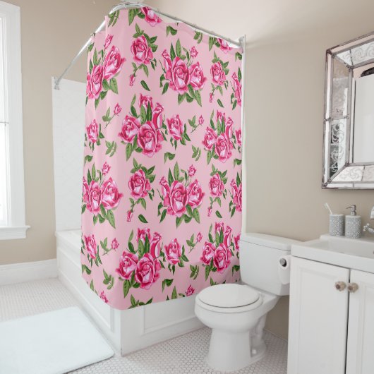 Shabby Chic Monogram Roses Bath Duschvorhang (Beispiel)