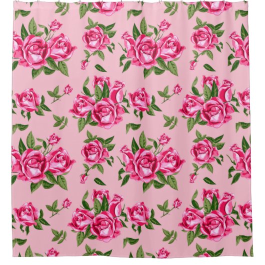 Shabby Chic Monogram Roses Bath Duschvorhang (Vorderseite)