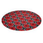 Shabby Chic-Muster in Rot, Schwarz und Weiß Schneidebrett (Ecke)