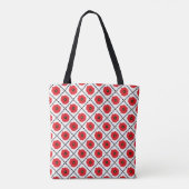 Shabby Chic-Muster in Rot, Schwarz und Weiß Tasche (Rückseite)