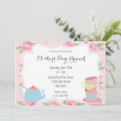 Shabby Chic Muttertag Brunch Einladung Rosa (Stehend Vorderseite)