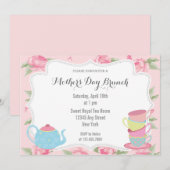 Shabby Chic Muttertag Brunch Einladung Rosa (Vorne/Hinten)