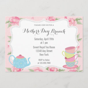 Shabby Chic Muttertag Brunch Einladung Rosa
