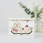 Shabby Chic Niedlich Tee Party Postkarte (Stehend Vorderseite)