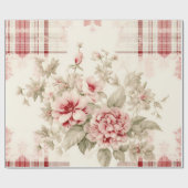 Shabby Chic Not Weihnachten Blumenstrauß Tartan Geschenkpapier (Flach)