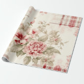 Shabby Chic Not Weihnachten Blumenstrauß Tartan Geschenkpapier (Ungerollt)