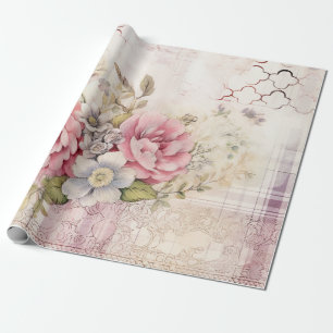 Shabby Chic Not Weihnachten Blumenstrauß Tartan Geschenkpapier