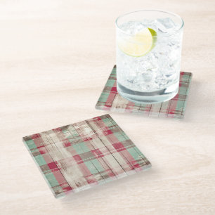 Shabby Chic Not Weihnachts-Tartan Glasuntersetzer