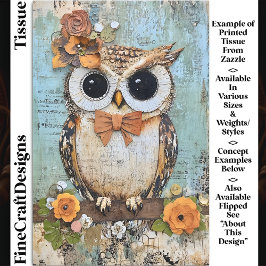 Shabby Chic Owl, Bow Krawatte, floraler DJ4L Decou Seidenpapier