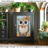 Shabby Chic Owl, Bow Krawatte, floraler DJ4R Decou Seidenpapier