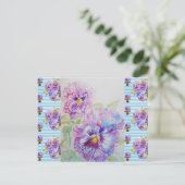 Shabby Chic Pansy Pastel Blue Strip Postkarte (Stehend Vorderseite)