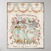 Shabby Chic Parfüm Bottles French Script Poster (Vorne)