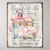 Shabby Chic Parfüm Bottles French Script Poster (Vorne)