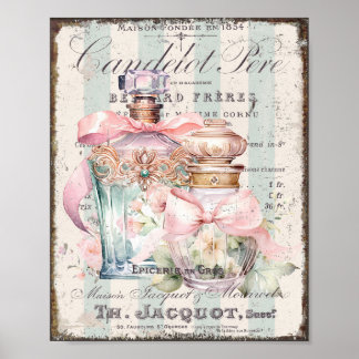 Shabby Chic Parfüm Bottles French Script Poster