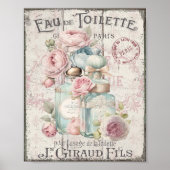 Shabby Chic Parfüm Bottles French Script Poster (Vorne)