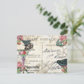 Shabby Chic Paris Bluebird Postcard Postkarte (Stehend Vorderseite)