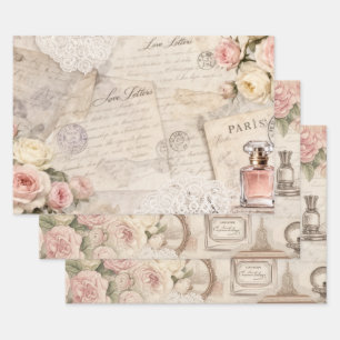 Shabby Chic Paris Geschenkverpackungsset Geschenkpapier Set