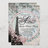 Shabby Chic Paris Sweet 16 Party Einladung (Vorne/Hinten)