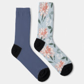 Shabby Chic Pastel Blue Floral Odd Mismatch Socken (Rechts)