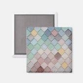 Shabby Chic Pastel Tiles Square Paper Untersetzer Magnet (Vorderseite/Rückseite)