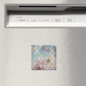 Shabby Chic Pastel Tiles Square Paper Untersetzer Magnet (In Situ (Geschirrspüler))