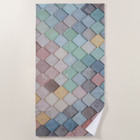 Shabby Chic Pastel Tiles Strandtuch (Vorderseite)