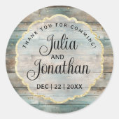 Shabby Chic Pastel Wood Vielen Dank Runder Aufkleber (Vorderseite)