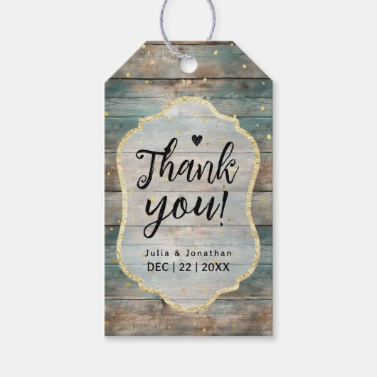 Shabby Chic Pastel Wood Wedding Geschenkanhänger (Vorderseite)