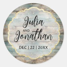 Shabby Chic Pastel Wood Wedding Runder Aufkleber