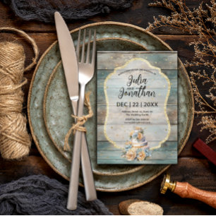 Shabby Chic Pastell Holz Hochzeitseinladung Einladung