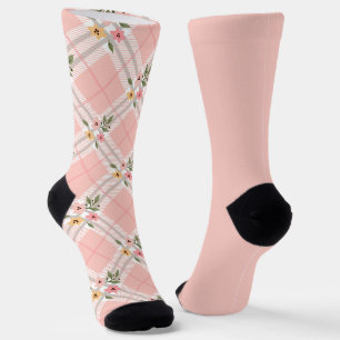 Shabby Chic Pastell-Pfirsich Argyle Ungleicher Feh Socken